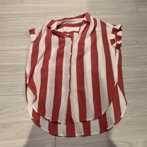 Red and white stripe Madewell collared shirt M